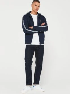Lacoste Taped Zip Through Hoodie - Dark Blue -Barbou Clothing Shop VJW7U SQ3 0000000354 DARK BLUE MDo