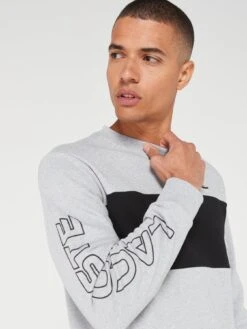 Lacoste Colourblock Sweatshirt - Light Grey -Barbou Clothing Shop VJW82 SQ4 0000000215 LIGHT GREY MDd