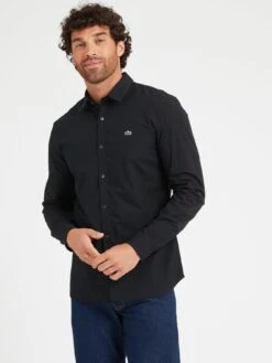 Lacoste Slim Fit Button Down Poplin Shirt - Black
