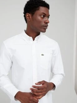 Lacoste Long Sleeve Oxford Shirt - White -Barbou Clothing Shop VJW9Y SQ4 0000000013 WHITE MDd