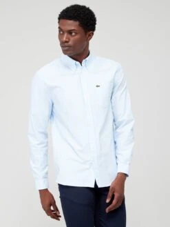 Lacoste Long Sleeve Cotton Regular Fit Oxford Shirt - Light Blue