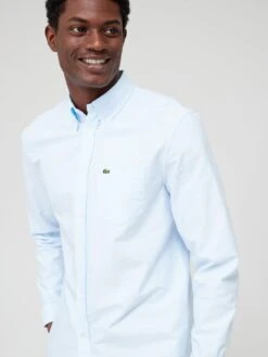 Lacoste Long Sleeve Cotton Regular Fit Oxford Shirt - Light Blue -Barbou Clothing Shop VJWA0 SQ4 0000000150 LIGHT BLUE MDd