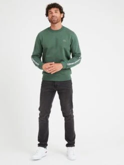Lacoste Taped Crew Sweatshirt - Dark Green -Barbou Clothing Shop VJWAB SQ3 0000000630 DARK GREEN MDo