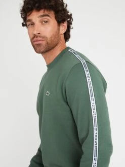 Lacoste Taped Crew Sweatshirt - Dark Green -Barbou Clothing Shop VJWAB SQ4 0000000630 DARK GREEN MDd