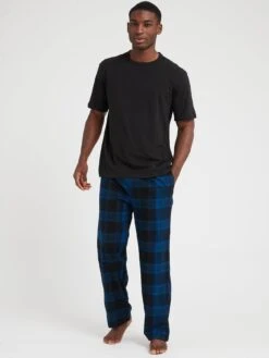 Calvin Klein Short Sleeve Pyjama Pants Set - Black/Blue