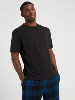 Calvin Klein Short Sleeve Pyjama Pants Set - Black/Blue -Barbou Clothing Shop VJXWJ SQ3 0000000029 MULTI MDo