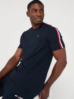 Tommy Sport Tommy Hilfiger Sport Trim Tape S/s T-shirt -Barbou Clothing Shop VK12M SQ5 0000000048 NAVY MDd1
