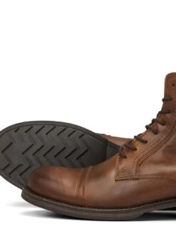 Jack & Jones Russel Leather Cognac Boots - Brown -Barbou Clothing Shop VK2EQ SQ5 0000000143 BROWN SLu