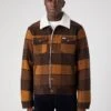 Wrangler Wool Blend Checked Trucker Jacket - Dark Yellow