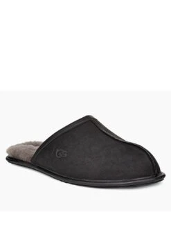 UGG Ugg Men's Scuff Leather Slippers - Black -Barbou Clothing Shop VKDBO SQ3 0000000004 BLACK SLf