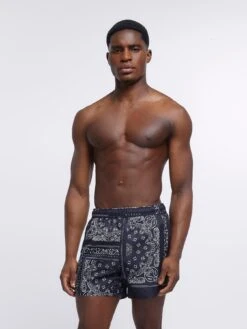 River Island Plain Paisley Swim Shorts