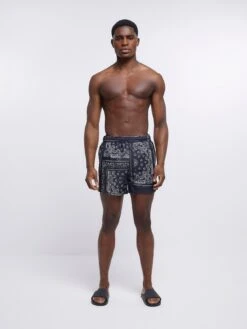 River Island Plain Paisley Swim Shorts -Barbou Clothing Shop VKDN5 SQ3 0000000004 BLACK MDo