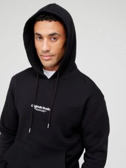 Jack & Jones Small Chest Logo Hoodie - Black -Barbou Clothing Shop VKNZH SQ5 0000000004 BLACK MDd1