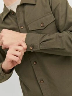 Jack & Jones Jack & Jones Eddie Twill Overshirt - Green -Barbou Clothing Shop VKO1H SQ4 0000000047 GREEN MDd