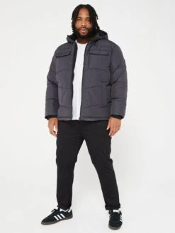 Jack & Jones Plus Mason Padded Hooded Jacket - Dark Grey -Barbou Clothing Shop VKO2Y SQ3 0000000070 DARK GREY MDo
