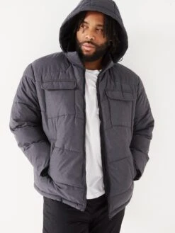 Jack & Jones Plus Mason Padded Hooded Jacket - Dark Grey -Barbou Clothing Shop VKO2Y SQ5 0000000070 DARK GREY MDd1