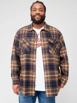 Jack & Jones Jack & Jones Plus Eddie Check Overshirt - Brown