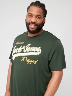Jack & Jones Jack & Jones Plus Large Logo T-Shirt - Green -Barbou Clothing Shop VKO7F SQ4 0000000047 GREEN MDd