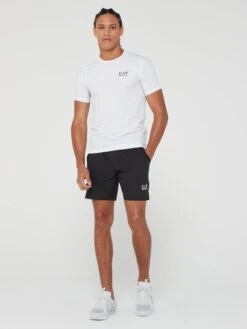 EA7 Emporio Armani Ventus T-shirt & Shorts Training Travel Kit - White/Black