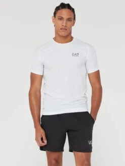 EA7 Emporio Armani Ventus T-shirt & Shorts Training Travel Kit - White/Black -Barbou Clothing Shop VKPVF SQ5 0000000269 WHITE BLACK MDd1