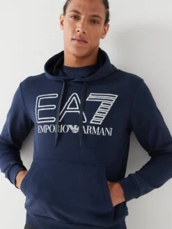 EA7 Emporio Armani Large Logo Hoodie -Barbou Clothing Shop VKPWJ SQ4 0000000048 NAVY MDd