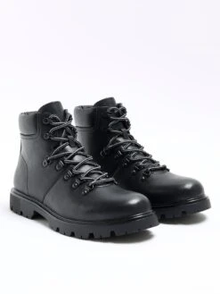 River Island Polished Hiker Boot - Black -Barbou Clothing Shop VKUKQ SQ4 0000000004 BLACK SLf