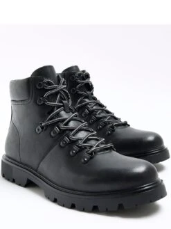 River Island Polished Hiker Boot - Black -Barbou Clothing Shop VKUKQ SQ5 0000000004 BLACK SLt