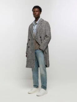 River Island River Island Textured Double Breasted Overcoat -Barbou Clothing Shop VKUO8 SQ3 0000000005 GREY MDo
