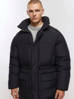 River Island Longline Padded Parka - Black -Barbou Clothing Shop VKUOB SQ4 0000000004 BLACK MDd