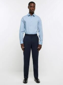 River Island Long Sleeve Cvc Slim Fit Shirt - Blue -Barbou Clothing Shop VKUR9 SQ3 0000000020 BLUE MDo