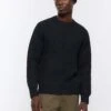 River Island Smart Rib Crew Jumper - Black -Barbou Clothing Shop VKURD SQ1 0000000004 BLACK MDf