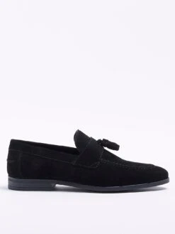 River Island Suede Tassel Loafer - Black