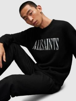 AllSaints Luka Saints Crew Knit - Black -Barbou Clothing Shop VM01M SQ7 0000000004 BLACK MDd1