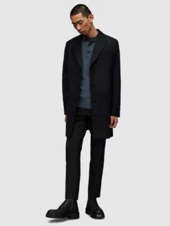 AllSaints Mode Merino L/S Knit Polo - Blue -Barbou Clothing Shop VM05J SQ7 0000000020 BLUE MDd1