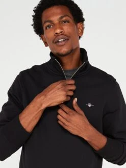 GANT Regular Fit Shield Half Zip Sweat -Barbou Clothing Shop VM4R2 SQ4 0000000004 BLACK MDd