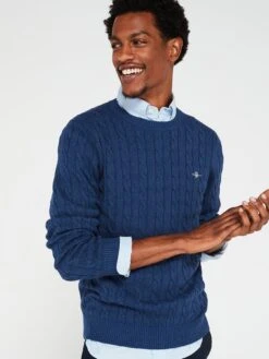 GANT Cotton Cable C-Neck Jumper -Barbou Clothing Shop VM4SB SQ4 0000000048 NAVY MDd