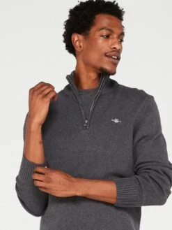 GANT Casual Cotton Halfzip Jumper -Barbou Clothing Shop VM4SC SQ4 0000000005 GREY MDd