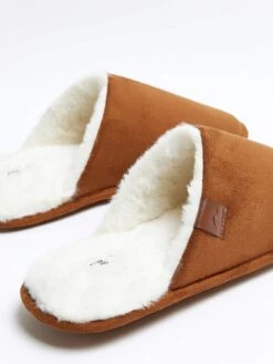 River Island Mule Slipper - Brown -Barbou Clothing Shop VM7GJ SQ6 0000000143 BROWN SLd