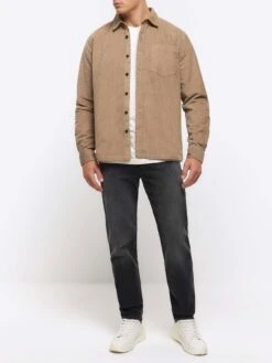 River Island Long Sleeve Corduroy Pocket Shirt - Natural -Barbou Clothing Shop VM7MB SQ3 0000000003 NATURAL MDo