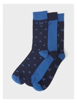 Crew Clothing 3-pack Bamboo Socks - Blue