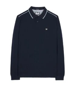 Weekend Offender Carola Long Sleeved Check Details Polo Shirt - Navy -Barbou Clothing Shop VNQ34 SQ4 0000000048 NAVY MDd