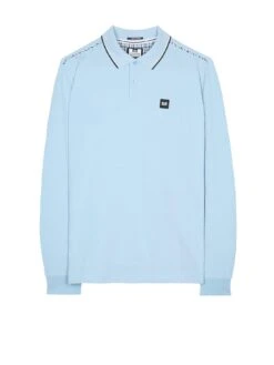 Weekend Offender Carola Long Sleeved Check Details Polo Shirt - Light Blue -Barbou Clothing Shop VNQ35 SQ4 0000000150 LIGHT BLUE MDd