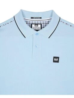 Weekend Offender Carola Long Sleeved Check Details Polo Shirt - Light Blue -Barbou Clothing Shop VNQ35 SQ5 0000000150 LIGHT BLUE MDd1