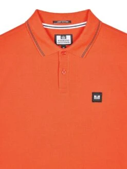 Weekend Offender Colombi Double Tipping Polo Shirt - Bright Orange -Barbou Clothing Shop VNQ4C SQ5 0000000720 BRIGHT ORANGE MDd