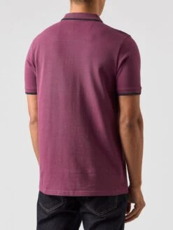 Weekend Offender Shore Zip Polo Shirt With Tipping - Dark Purple -Barbou Clothing Shop VNQ4E SQ3 0000000213 DARK PURPLE MDo