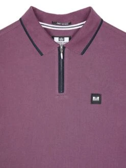Weekend Offender Shore Zip Polo Shirt With Tipping - Dark Purple -Barbou Clothing Shop VNQ4E SQ5 0000000213 DARK PURPLE MDd