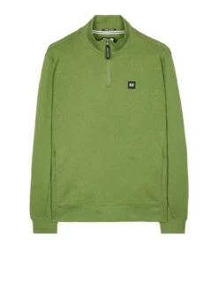 Weekend Offender Badge 1/4 Zip Sweatshirt - Khaki -Barbou Clothing Shop VNQ83 SQ4 0000000197 BRIGHT BLUE MDd