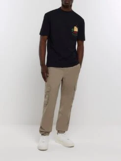 River Island Short Sleeve Regular Fit Casa Hotel T-shirt - Black -Barbou Clothing Shop VNT7T SQ3 0000000004 BLACK MDo