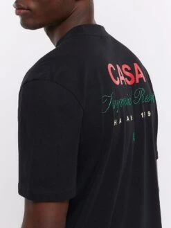 River Island Short Sleeve Regular Fit Casa Hotel T-shirt - Black -Barbou Clothing Shop VNT7T SQ4 0000000004 BLACK MDd