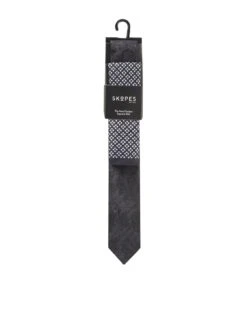 Skopes Floral Print Tie And Pocket Square Set - Black